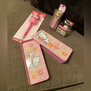 Hello Kitty Pink Multi Tin Box Pencil Box With Extras NEW